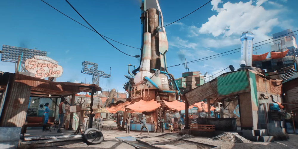 Fallout 4 view of Diamond City market